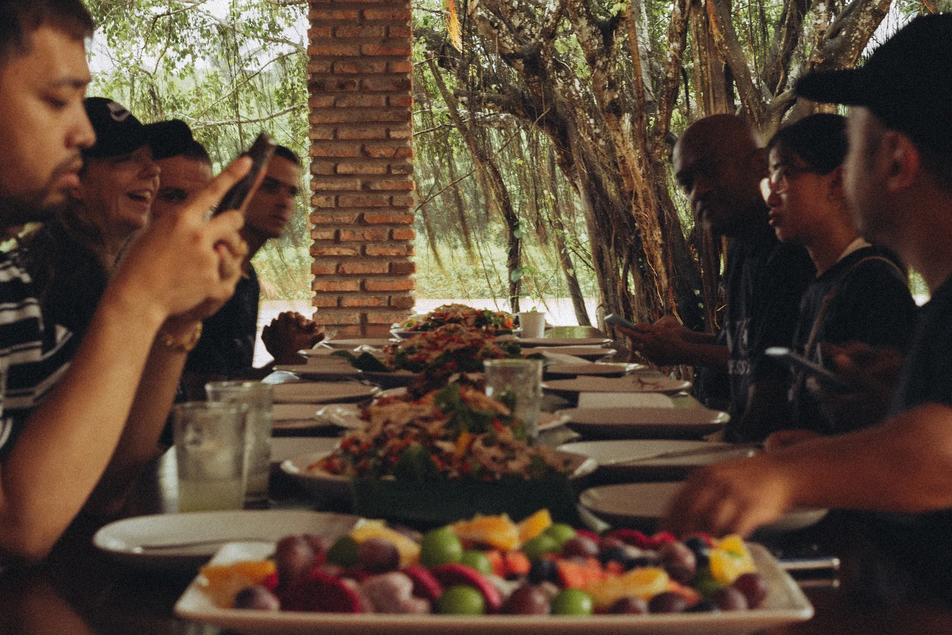 Founders eating at the long table